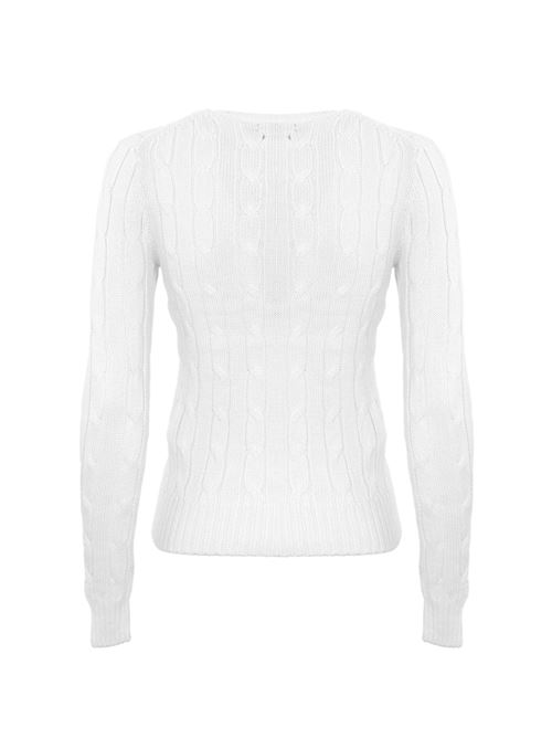 Maglione a trecce con logo bianco POLO RALPH LAUREN | 211891640001